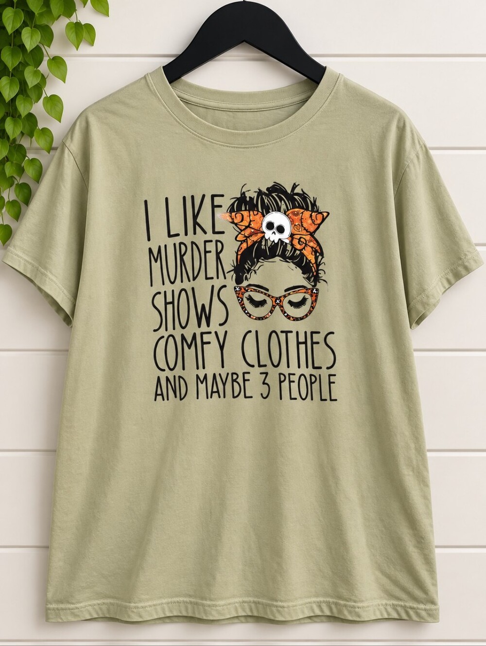 True Crime Murder Shows Graphic Tee Sage Green